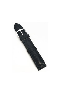 19mm Black Duke Alligator Embosed Leather Watch Band with Steel Buckle 